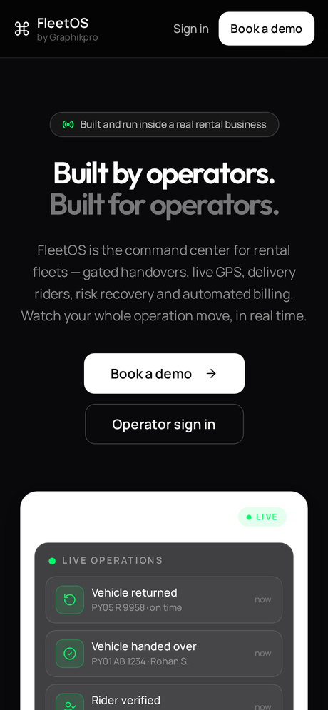 FleetOS Marketing Site mobile